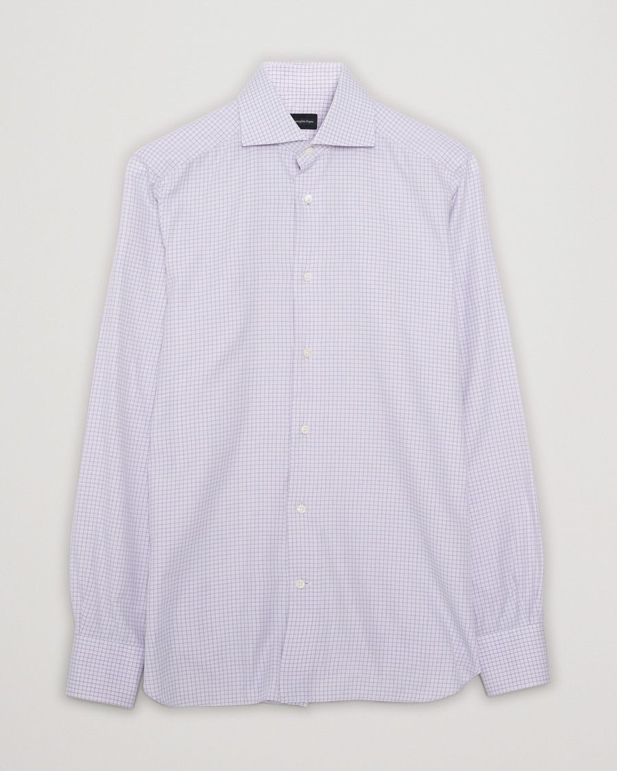 Uomini | Camicie | Pre-owned | Ermenegildo Zegna Slim Fit Checked Dress Shirt Purple M
