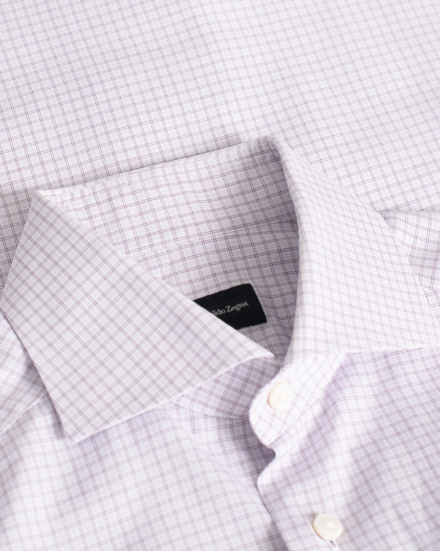 Uomini | Camicie | Pre-owned | Ermenegildo Zegna Slim Fit Checked Dress Shirt Purple M