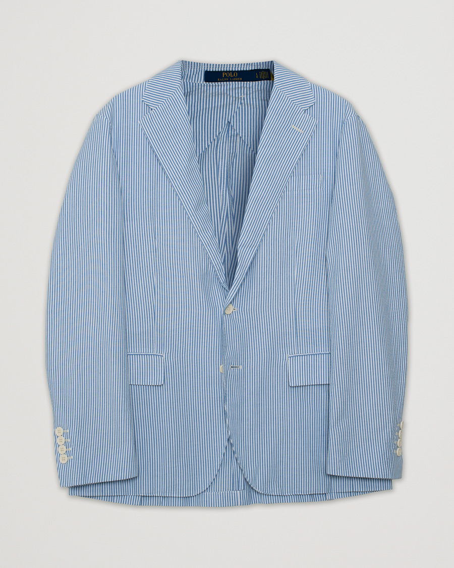 Uomini | Blazers | Pre-owned | Polo Ralph Lauren Seersucker Sportcoat Bright Blue