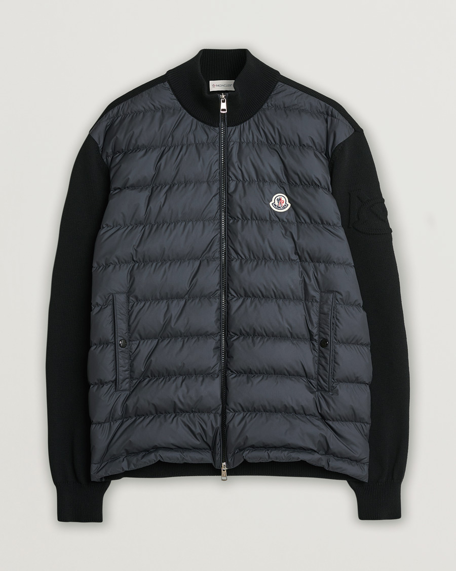 Uomini | Moncler Hybrid Zip Cardigan Black | Pre-owned | Moncler Hybrid Zip Cardigan Black