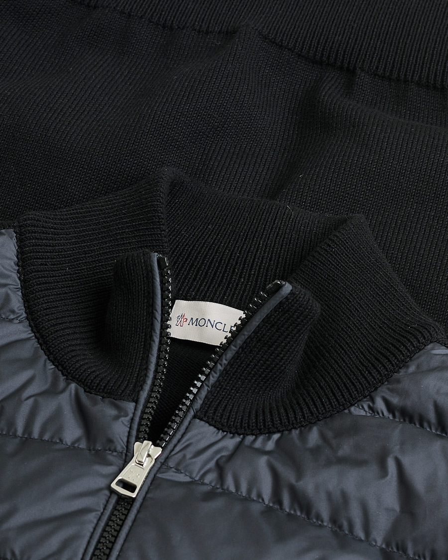 Uomini | Moncler Hybrid Zip Cardigan Black | Pre-owned | Moncler Hybrid Zip Cardigan Black