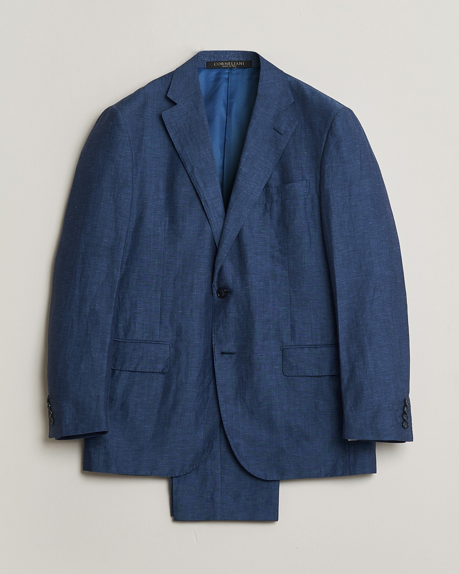 Uomini | Abiti Pre-owned | Pre-owned | Corneliani Linen/Wool Blend Suit Blue 52