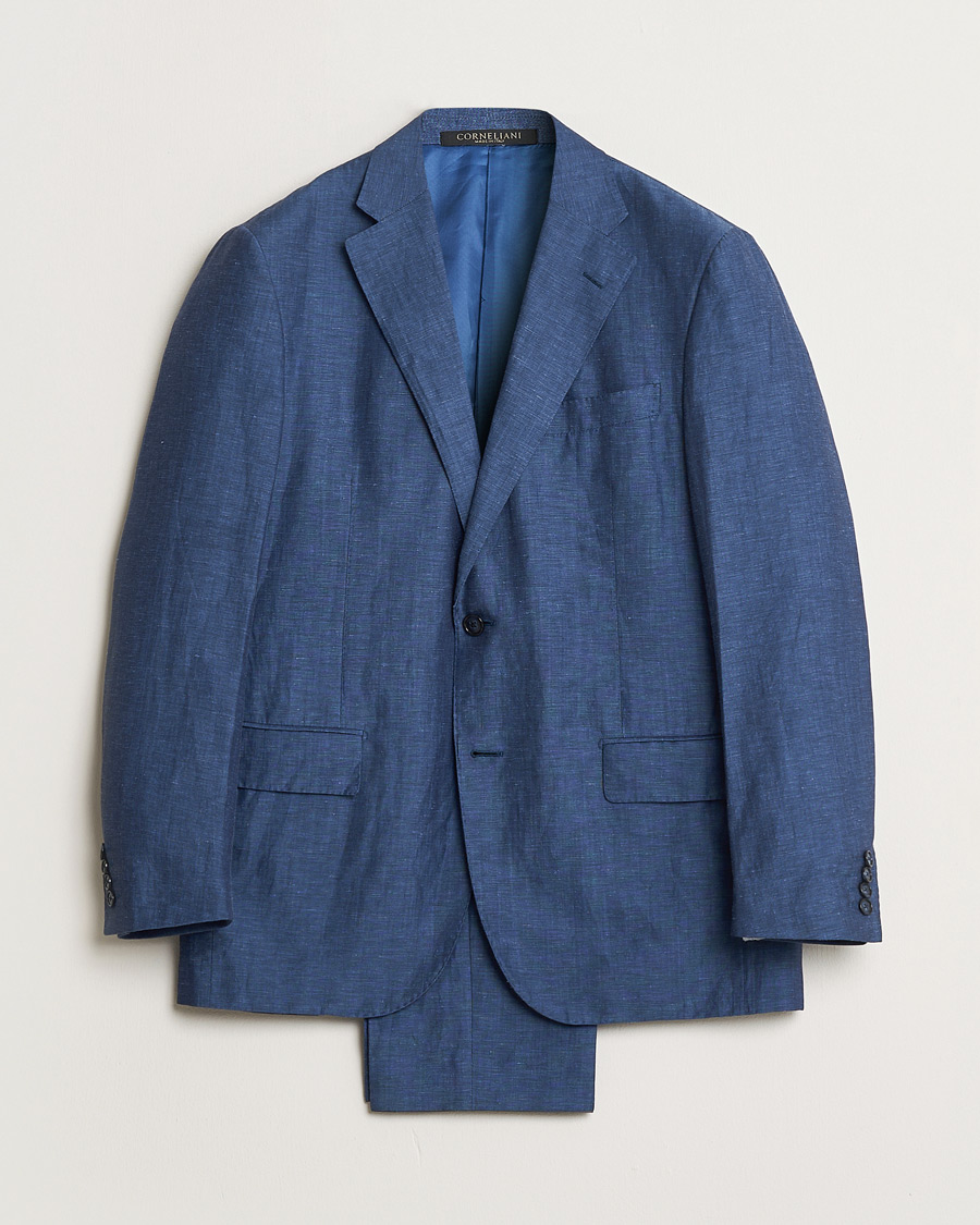 Uomini | Abiti Pre-owned | Pre-owned | Corneliani Linen/Wool Blend Suit Blue 52