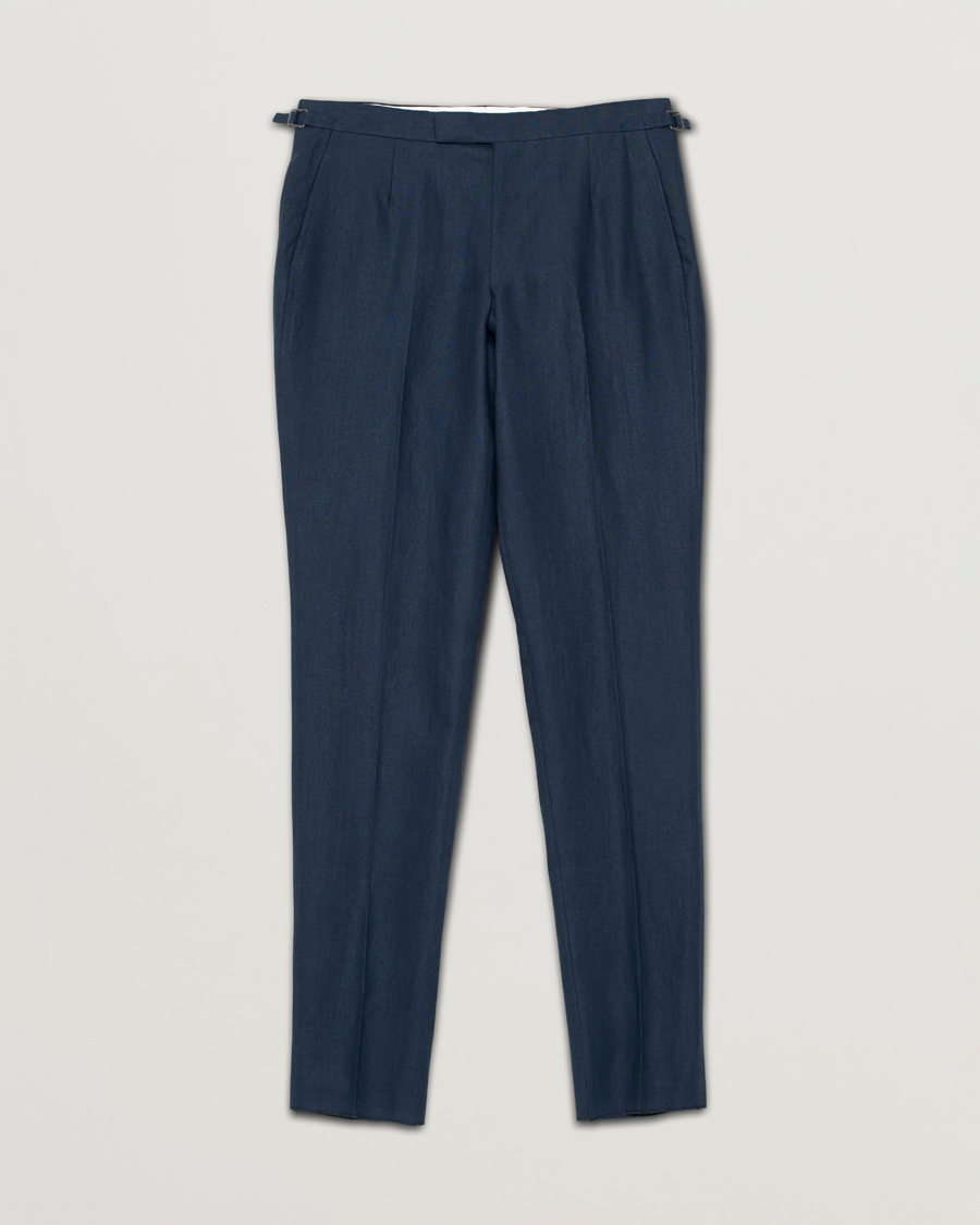 Uomini | Pantaloni | Pre-owned | Anderson & Sheppard Blue Linen Trousers W34