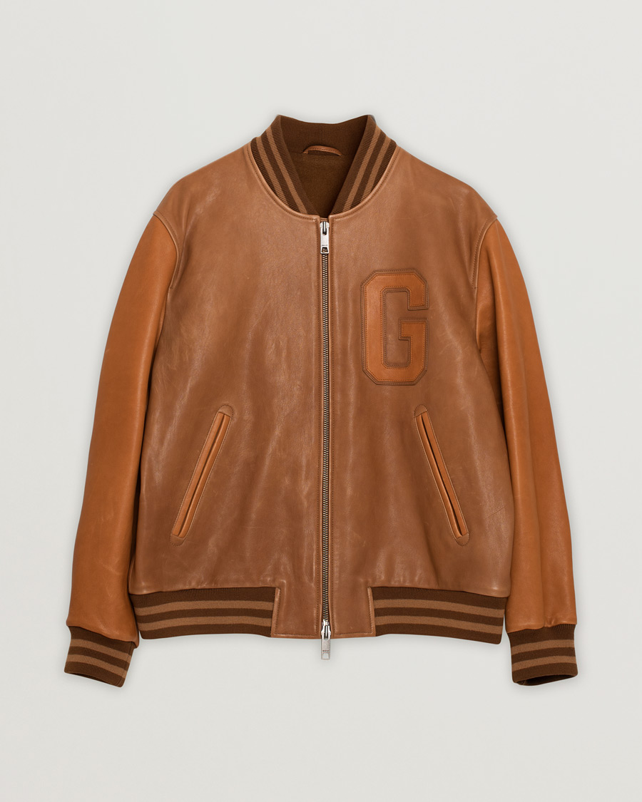 Uomini | Giacche Pre-owned | Pre-owned | GANT Leather Varsity Jacket Brown Sugar