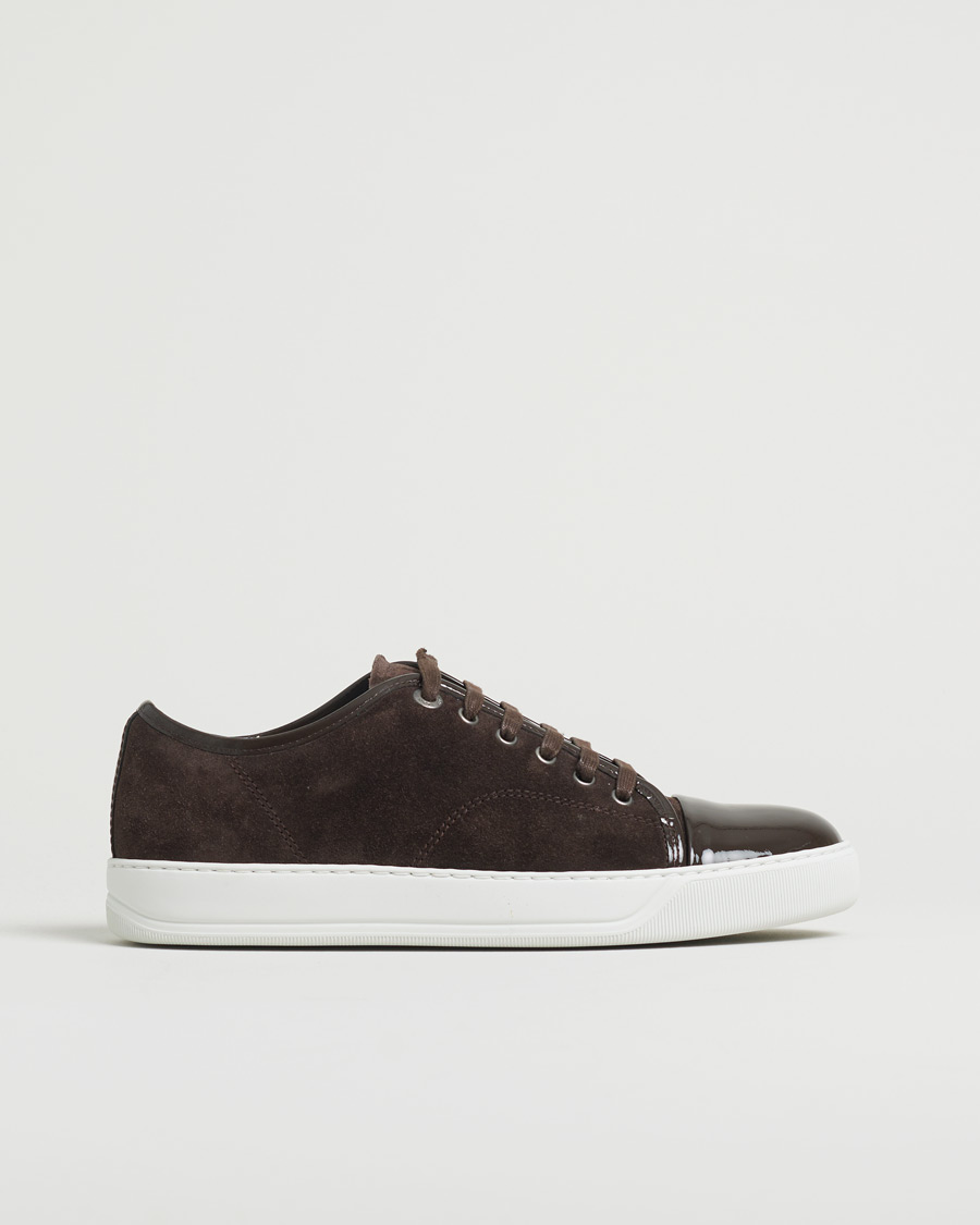 Uomini | Lanvin Patent Cap Toe Sneaker Dark Brown | Pre-owned | Lanvin Patent Cap Toe Sneaker Dark Brown