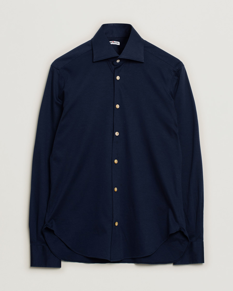 Uomini | Camicie | Pre-owned | Kiton Cotton Jersey Shirt Navy