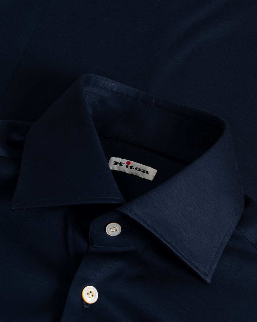 Uomini | Camicie | Pre-owned | Kiton Cotton Jersey Shirt Navy