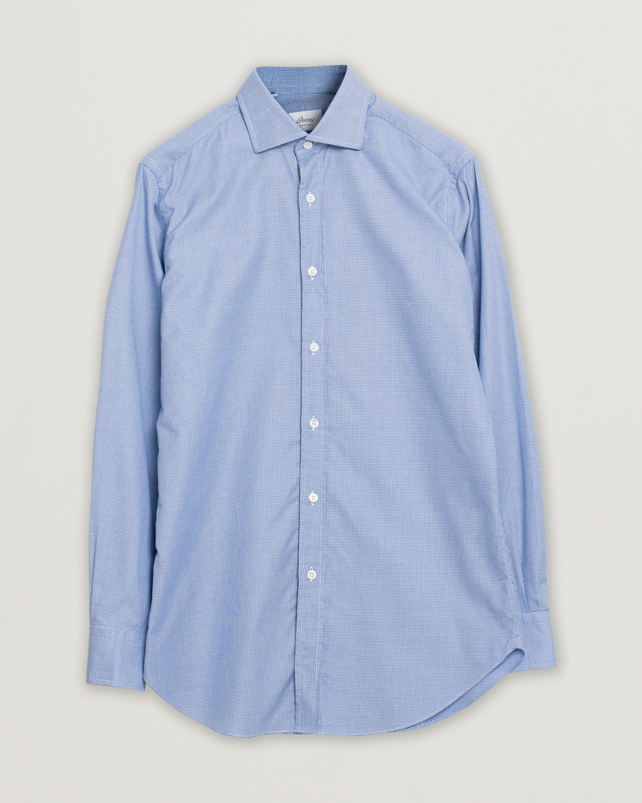 Uomini | Camicie | Pre-owned | Brioni Slim Fit Micro Structure Dress Shirt Light Blue