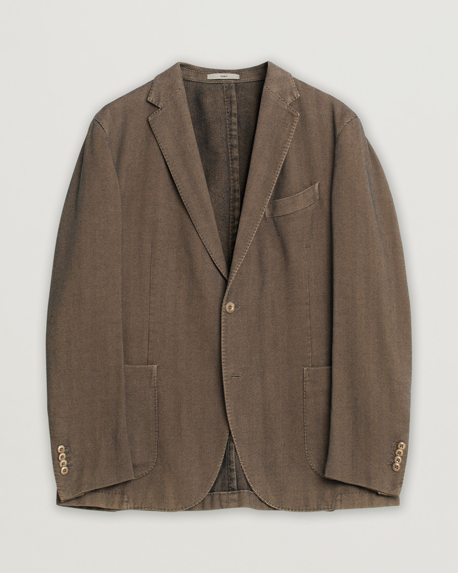 Uomini | Blazers | Pre-owned | Boglioli Cotton Herringbone Blazer Brown 54