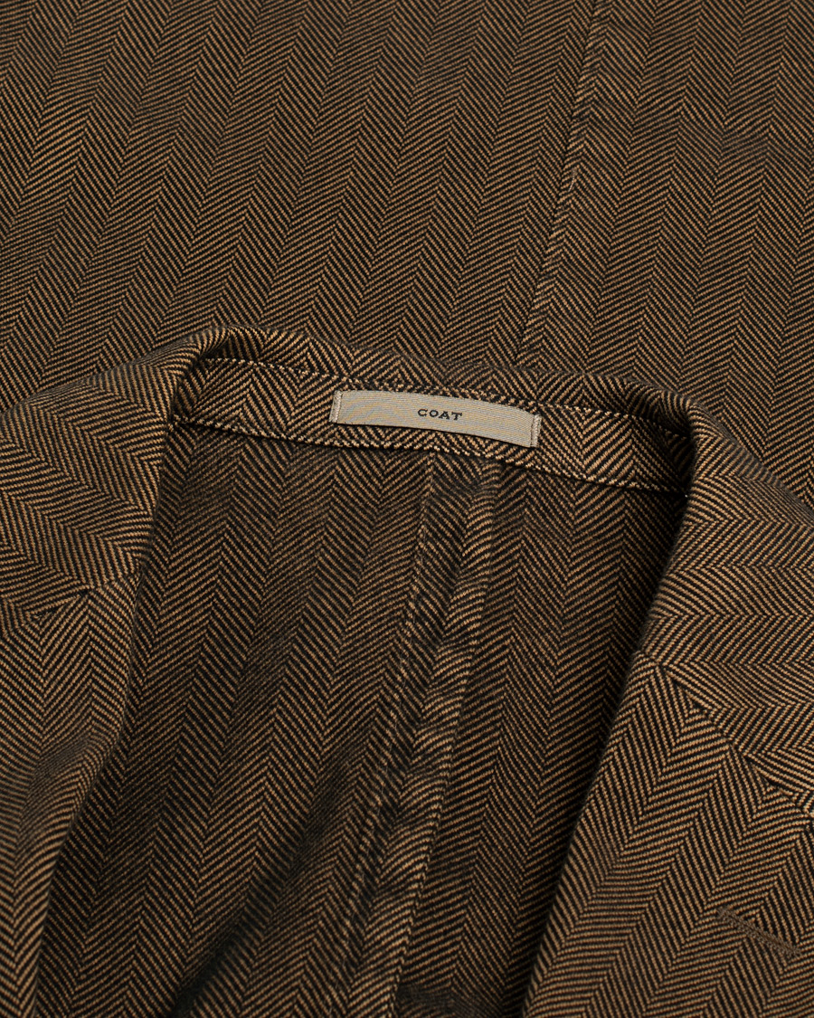 Uomini | Blazers | Pre-owned | Boglioli Cotton Herringbone Blazer Brown 54