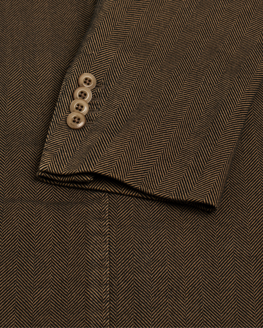 Uomini | Blazers | Pre-owned | Boglioli Cotton Herringbone Blazer Brown 54