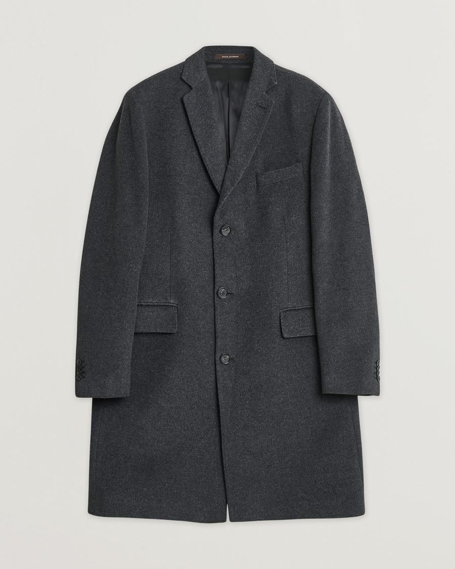 Uomini | Oscar Jacobson Savile Row Wool/Cashmere Coat Dark Grey 52 | Pre-owned | Oscar Jacobson Savile Row Wool/Cashmere Coat Dark Grey 52