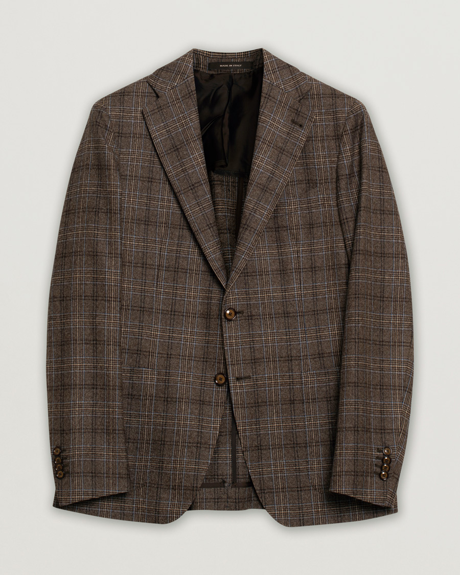 Uomini | Blazers | Pre-owned | Tagliatore Check Wool Blazer Brown 48