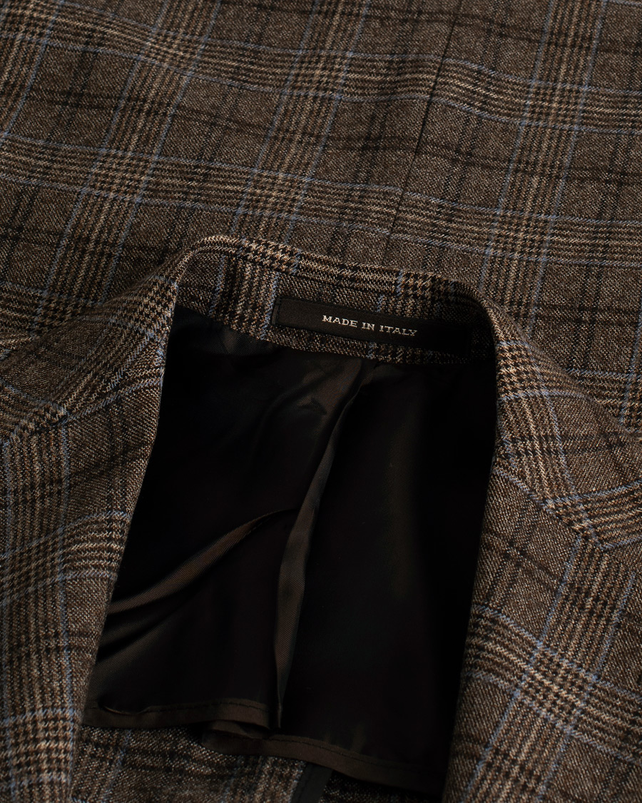 Uomini | Blazers | Pre-owned | Tagliatore Check Wool Blazer Brown 48