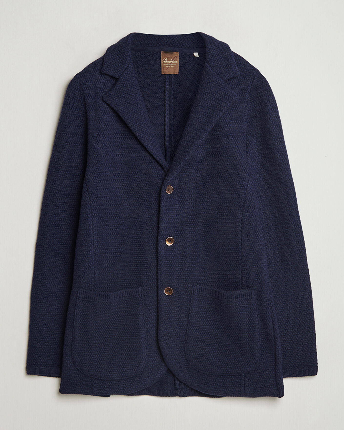 Uomini | Giacca da abito Pre-owned | Pre-owned | Stenströms Knitted Textured Merino Wool Blazer Navy M