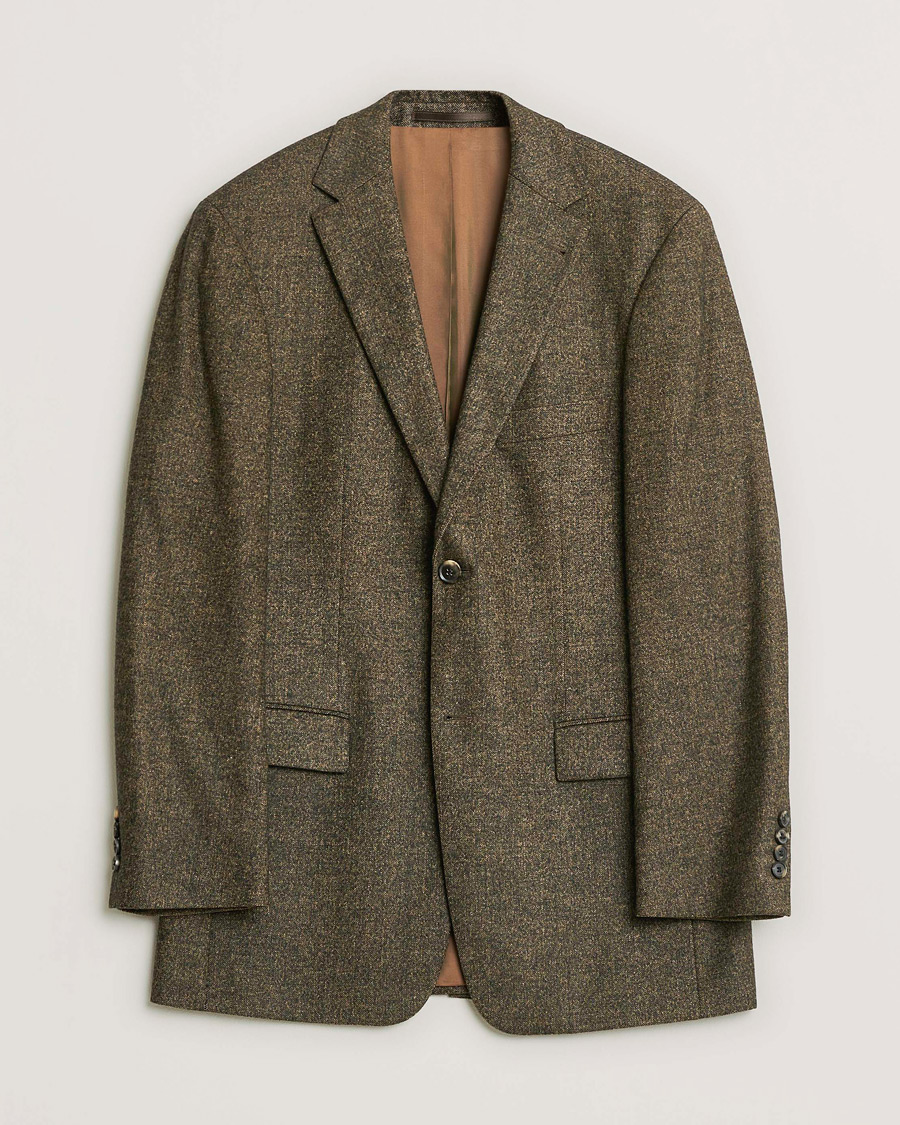 Uomini | Giacca da abito Pre-owned | Pre-owned | BOSS Vintage Wool Herringbone Blazer Brown 48