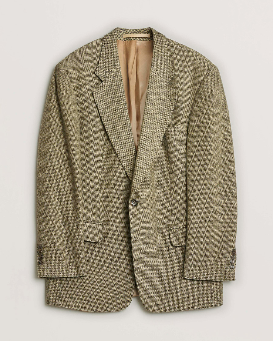 Uomini | BOSS Vintage Wool Herringbone Blazer Beige 50 | Pre-owned | BOSS Vintage Wool Herringbone Blazer Beige 50