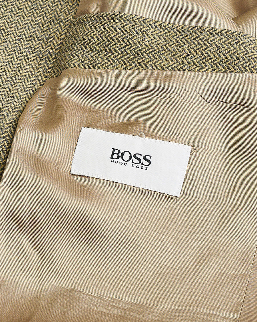 Uomini | BOSS Vintage Wool Herringbone Blazer Beige 50 | Pre-owned | BOSS Vintage Wool Herringbone Blazer Beige 50