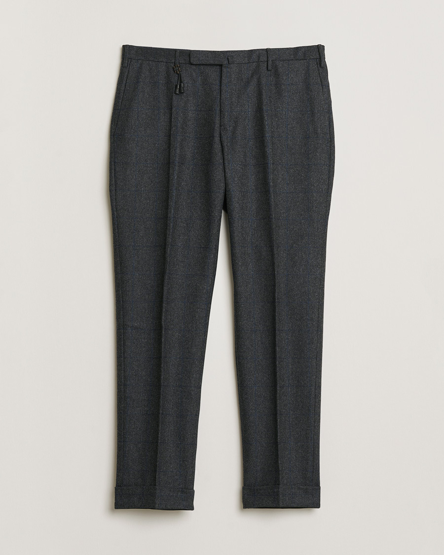 Uomini | Pantaloni Pre-owned | Pre-owned | Incotex Slim Fit Flannel Trousers Dark Grey Check 50