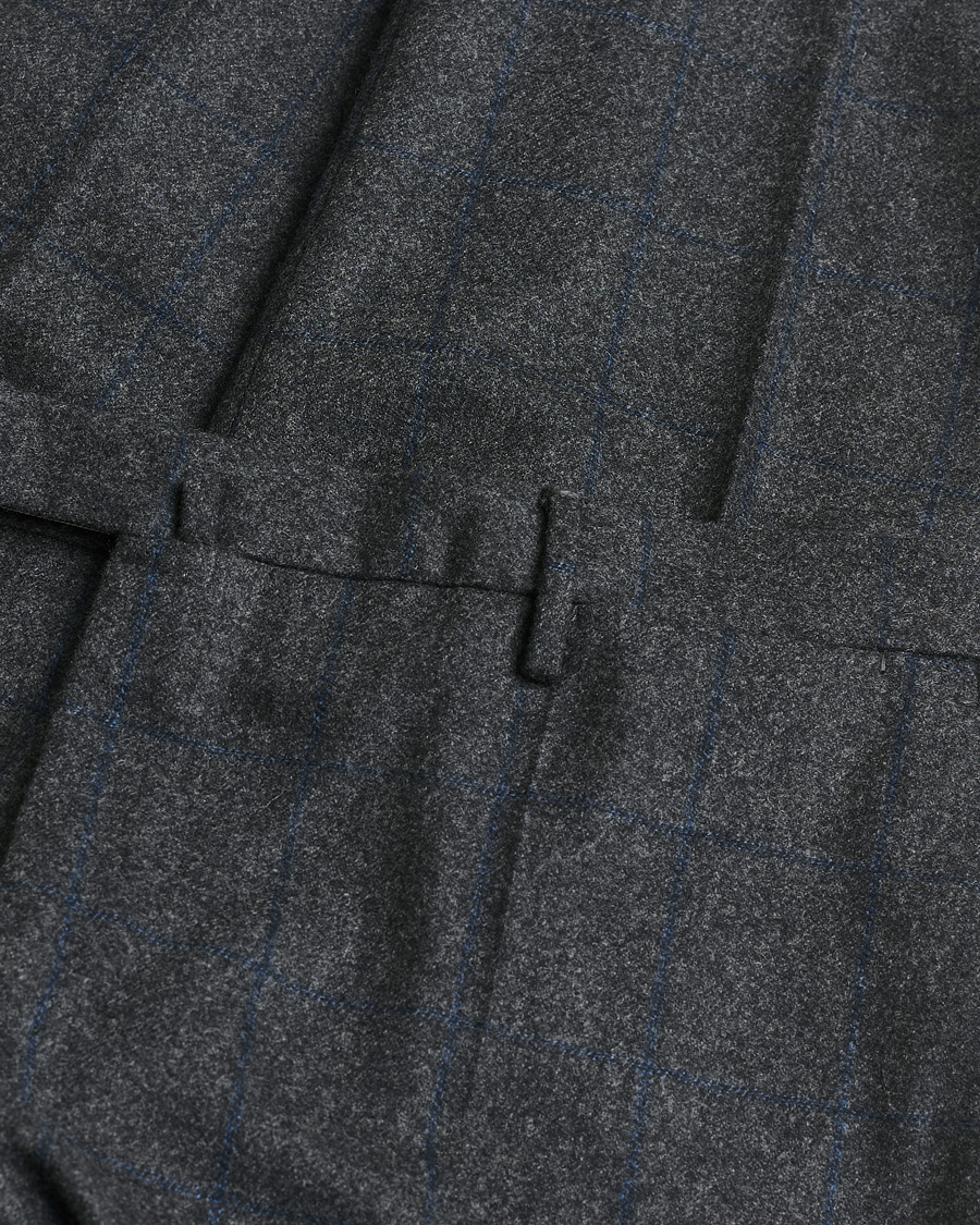 Uomini | Pantaloni Pre-owned | Pre-owned | Incotex Slim Fit Flannel Trousers Dark Grey Check 50