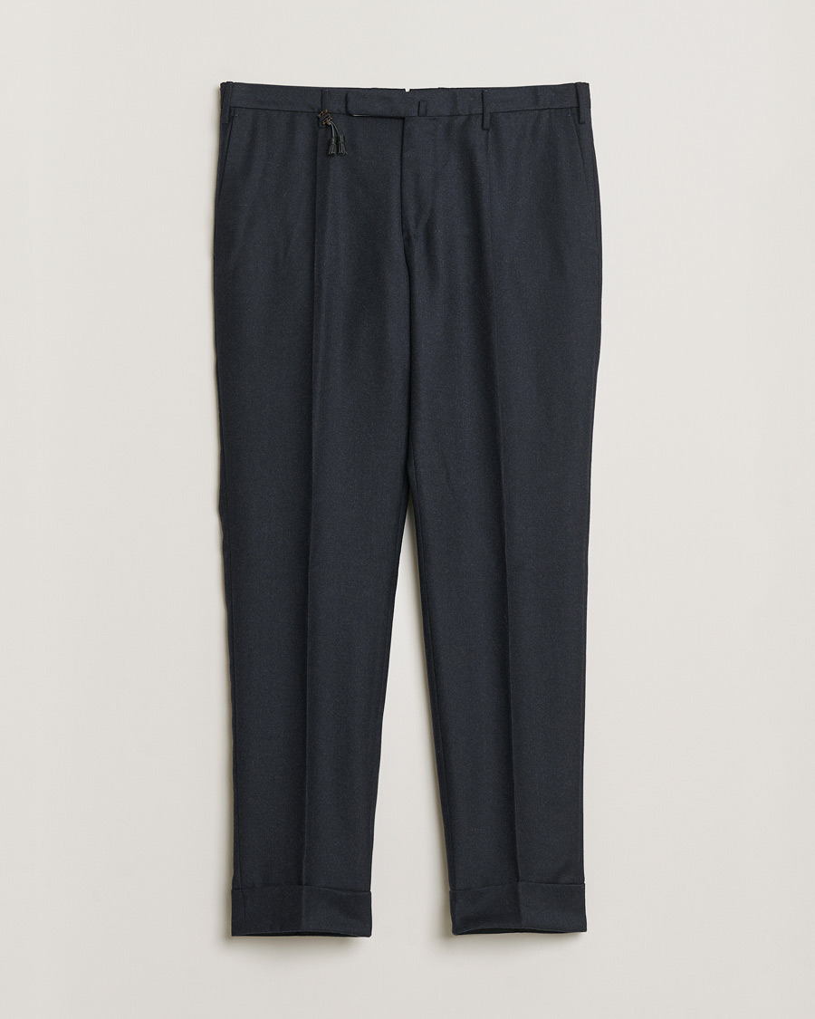Uomini | Pantaloni Pre-owned | Pre-owned | Incotex Slim Fit Flannel Trousers Navy 50