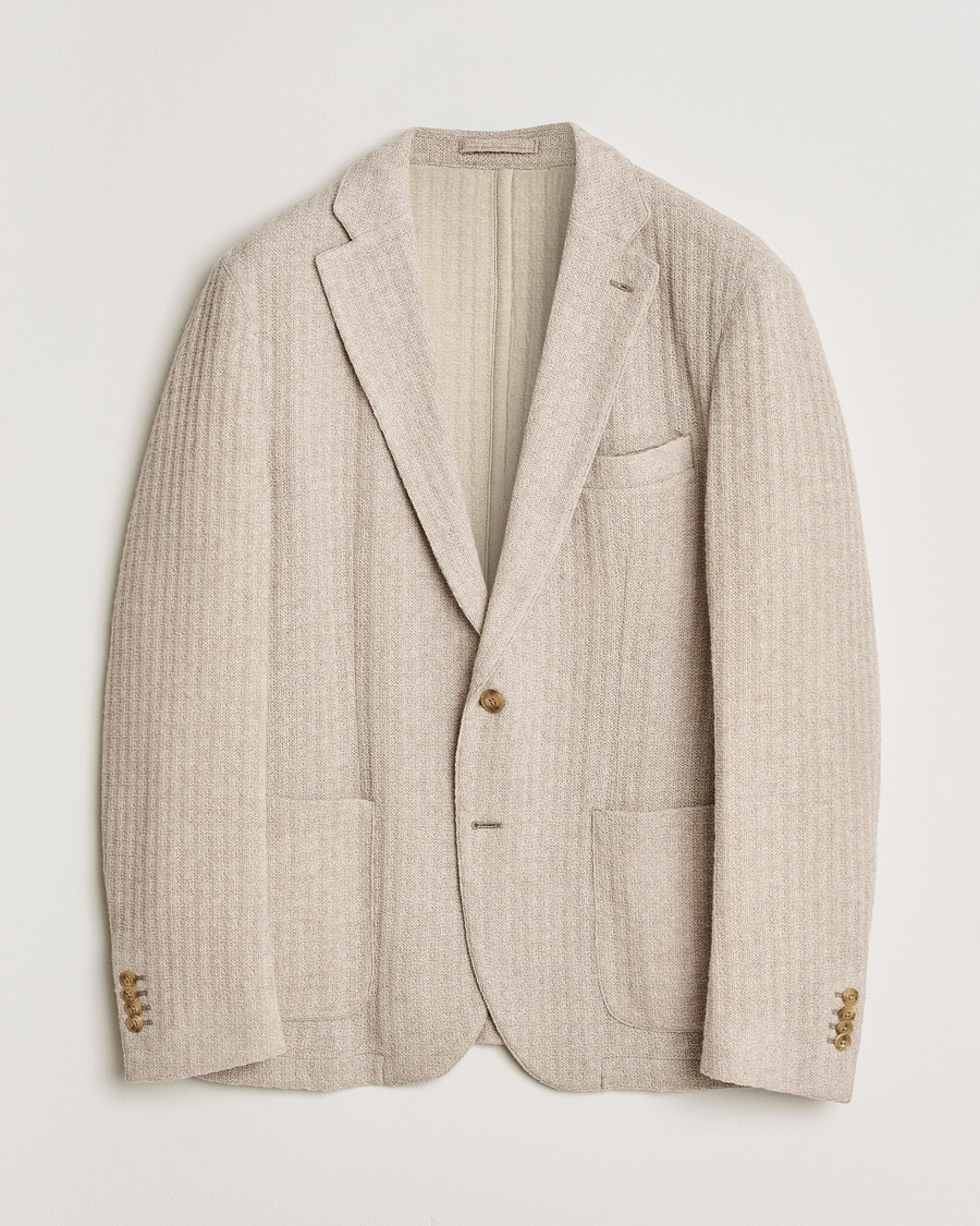 Uomini | Giacca da abito Pre-owned | Pre-owned | L.B.M. 1911 Knitted Punto Wool Structure Blazer Camel 54