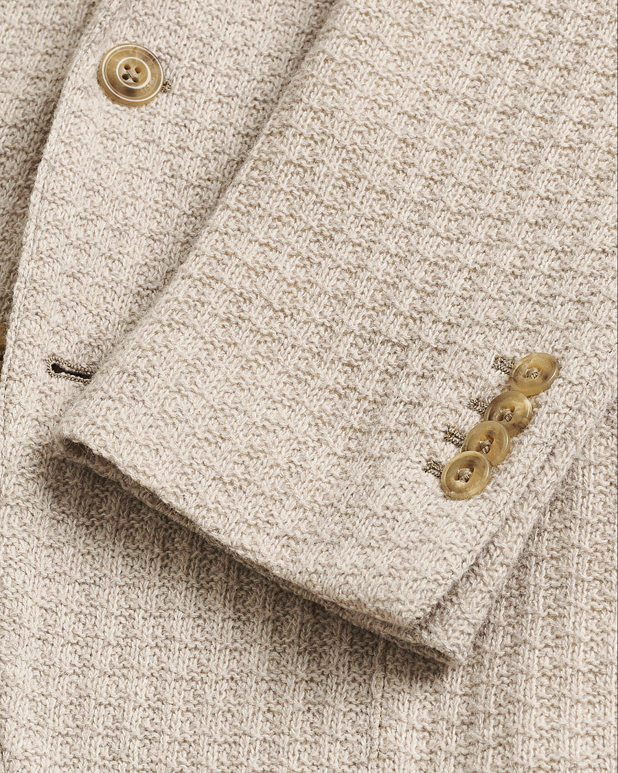 Uomini | Giacca da abito Pre-owned | Pre-owned | L.B.M. 1911 Knitted Punto Wool Structure Blazer Camel 54