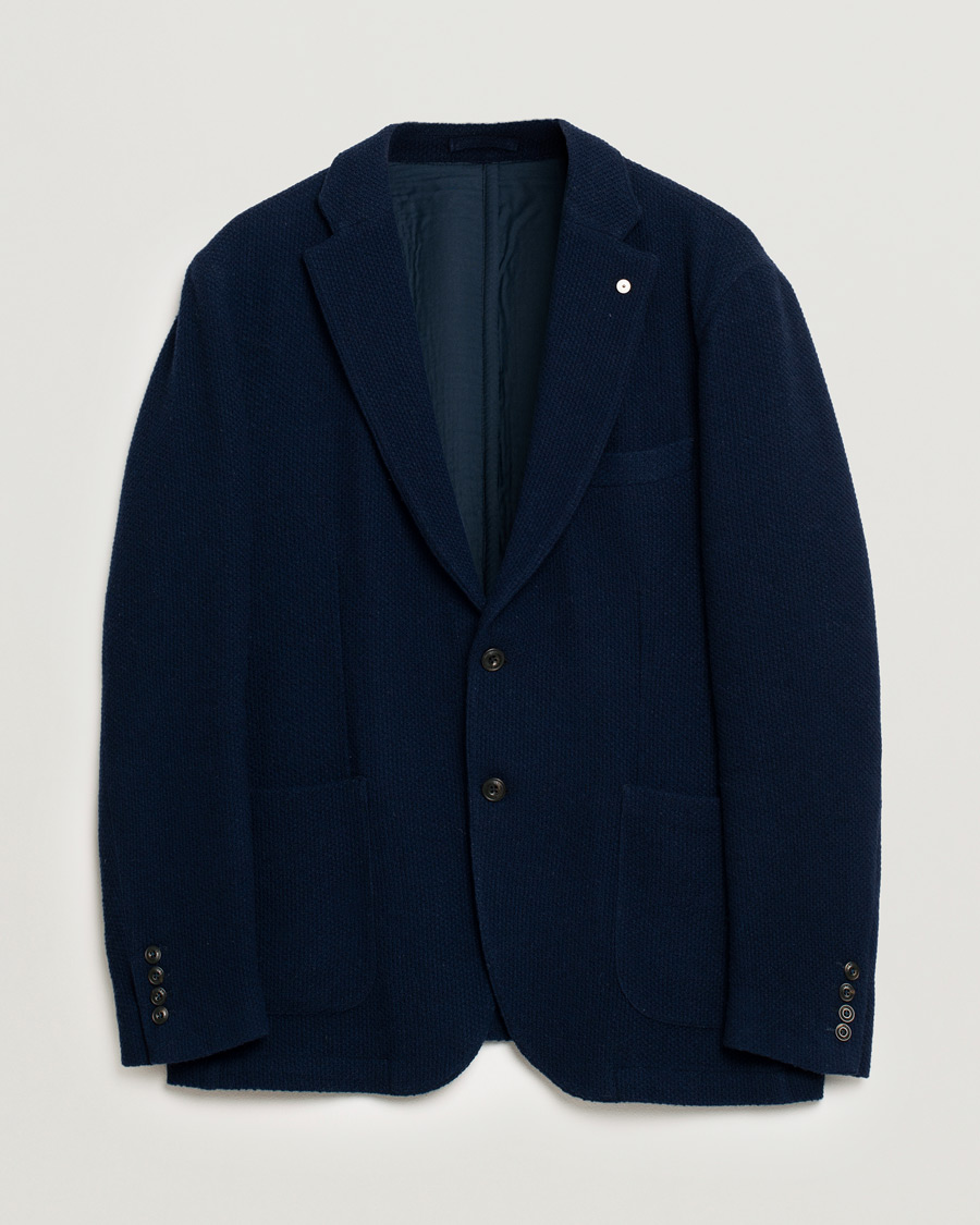 Uomini | Blazers | Pre-owned | L.B.M. 1911 Knitted Punto Wool Structure Blazer Navy
