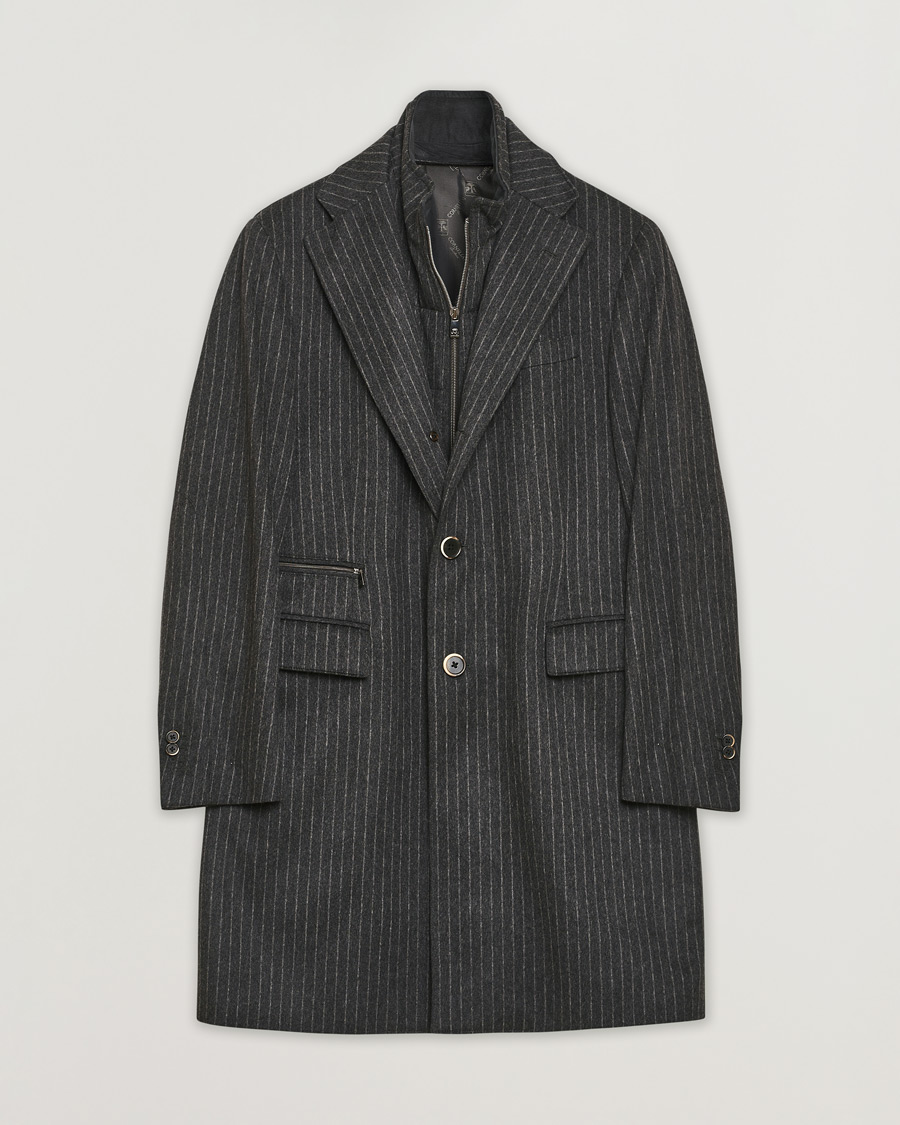 Uomini | Giacche | Pre-owned | Corneliani ID Wool Zip Coat Charcoal Pinstripe 50