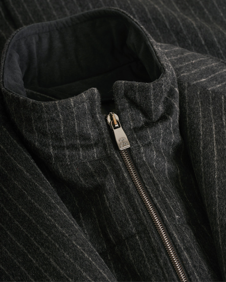Uomini | Giacche | Pre-owned | Corneliani ID Wool Zip Coat Charcoal Pinstripe 50