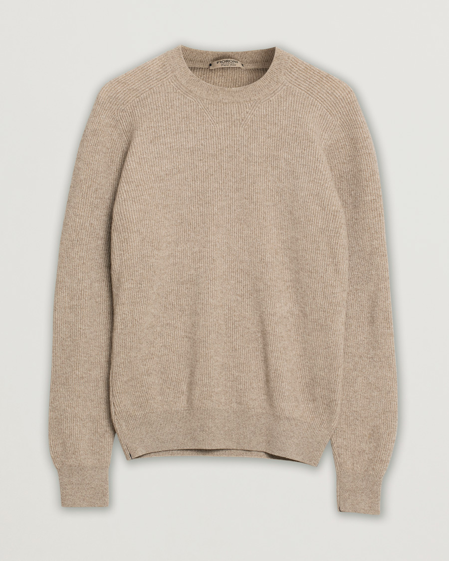 Uomini | Maglieria | Pre-owned | Fioroni Puro Filo Cashmere Rib Crewneck Beige 48