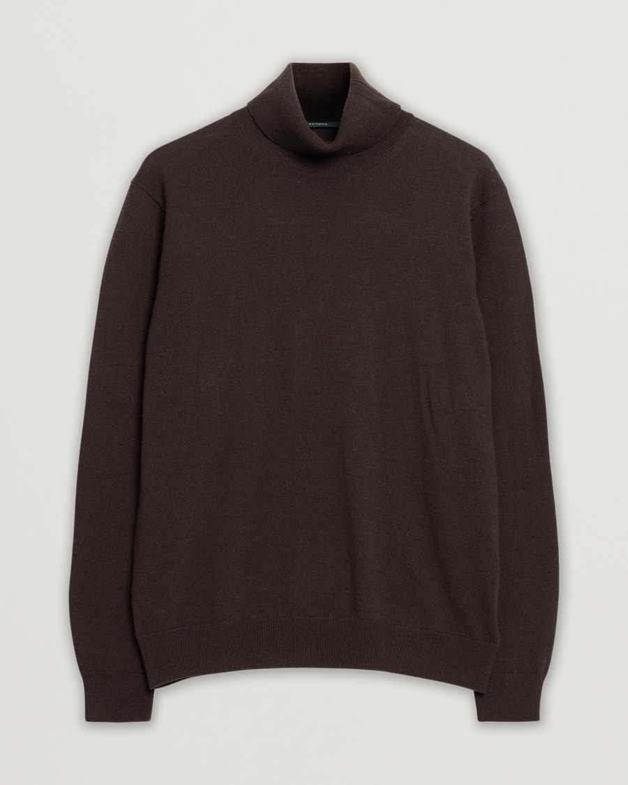 Uomini | Zanone Virgin Wool/Cashmere Rollneck Brown 50 | Pre-owned | Zanone Virgin Wool/Cashmere Rollneck Brown 50