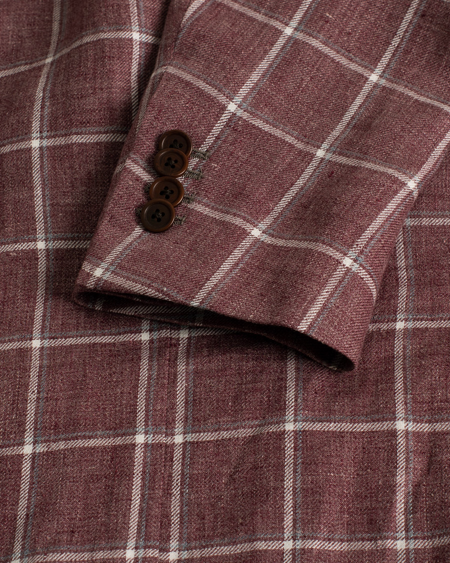 Uomini | Blazers | Pre-owned | Gaiola Napoli Double Breasted Linen Blazer Merlot 50