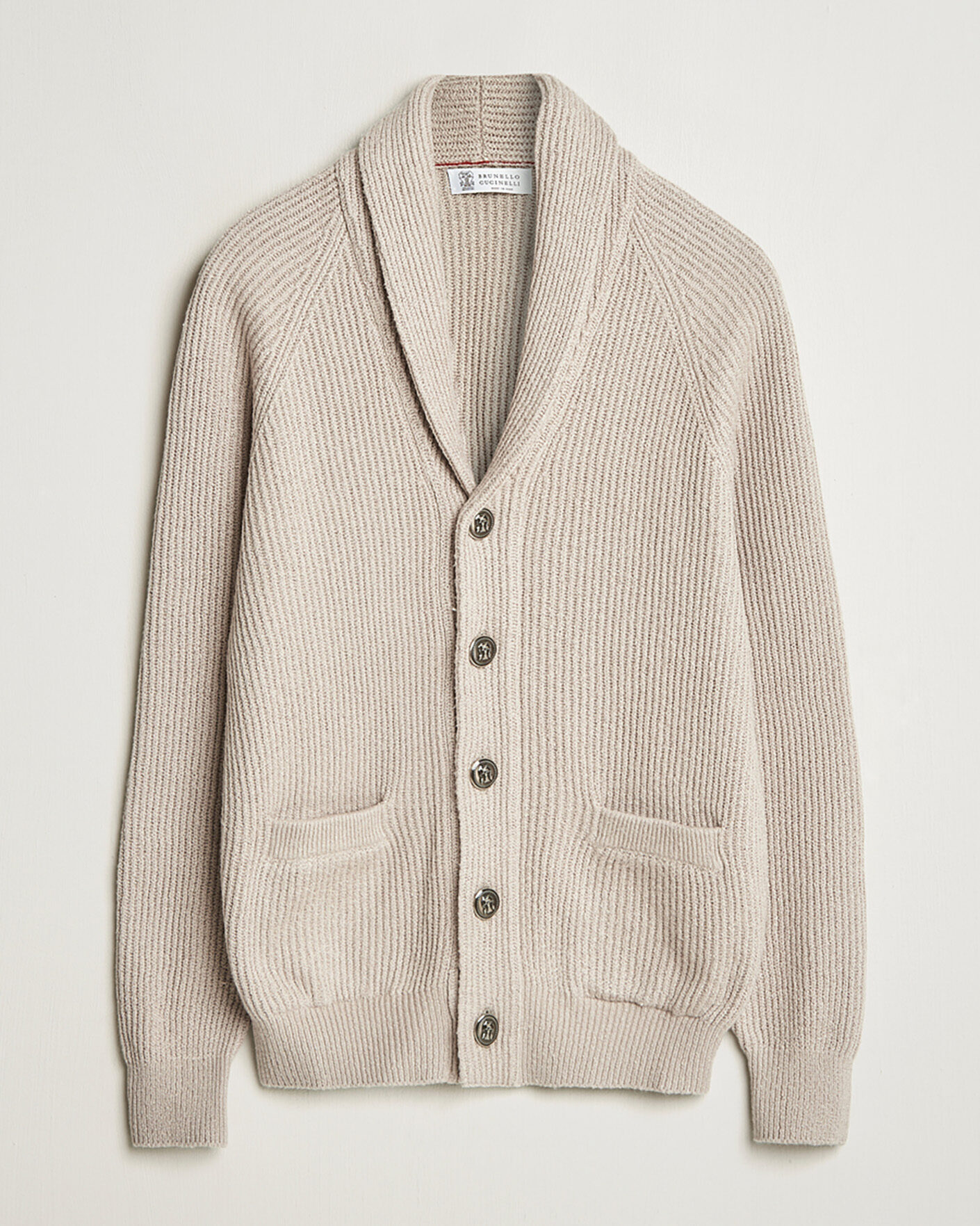 Uomini | Maglioni Pre-owned | Pre-owned | Brunello Cucinelli Heavy Rib Shawl Cardigan Beige 52