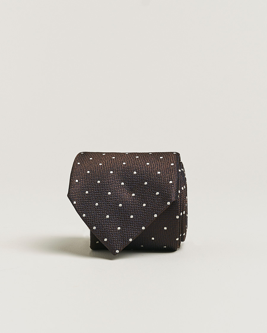 Uomini | Canali Micro Dot Silk Tie Brown | Pre-owned | Canali Micro Dot Silk Tie Brown