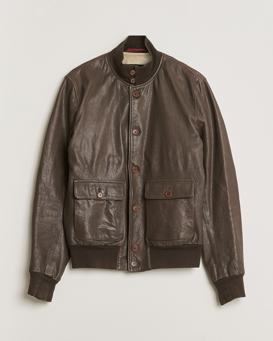 Uomini | Giacche Pre-owned | Pre-owned | Stewart Calf Bomber Jacket Dark Brown L