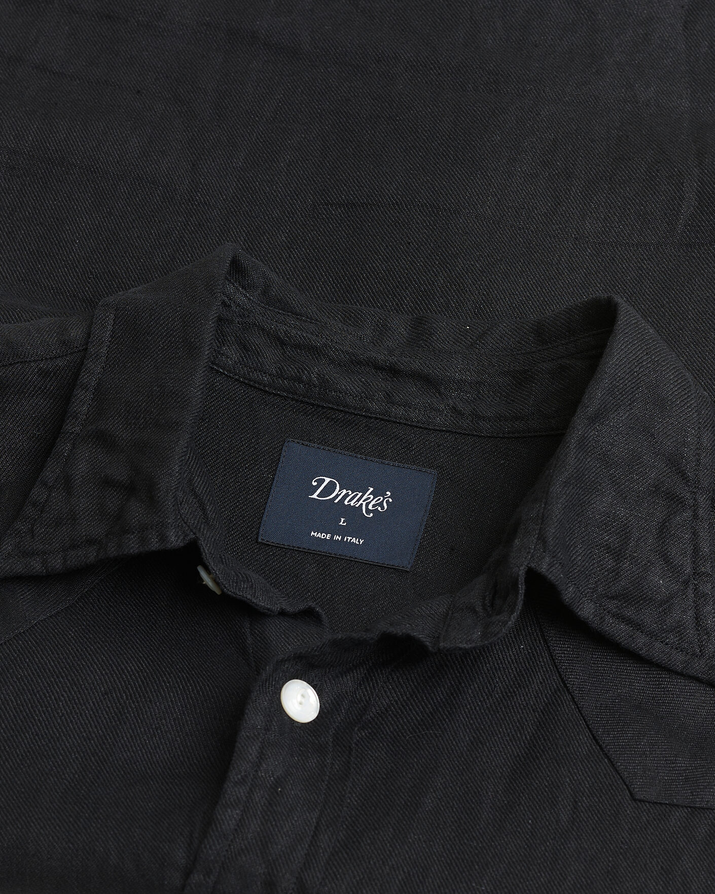 Uomini | Camicie Pre-owned | Pre-owned | Drake's Linen Twill Western Shirt Black L