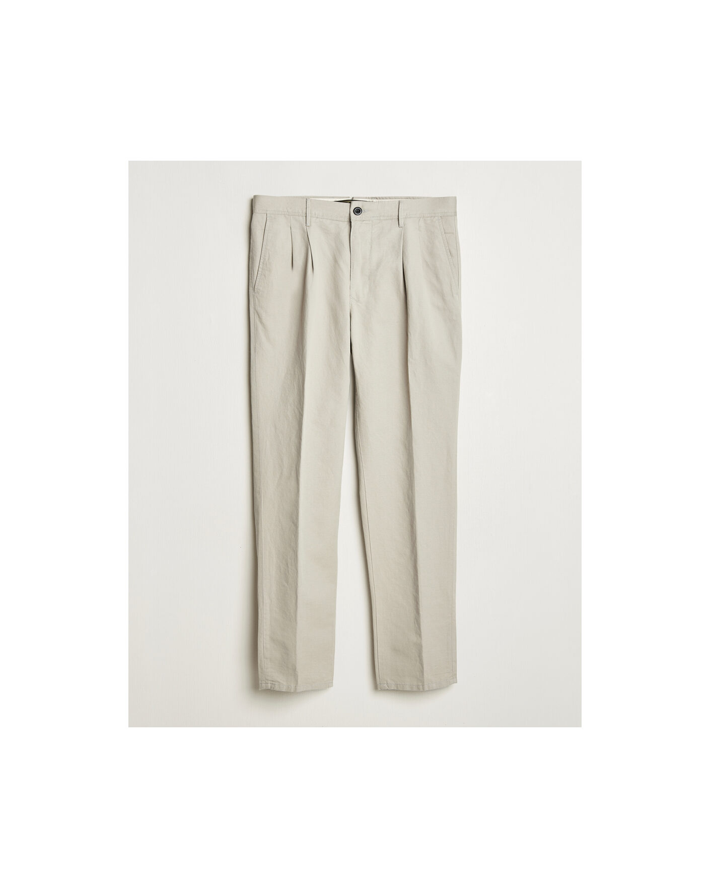 Uomini | Pantaloni Pre-owned | Pre-owned | Incotex Tapered Fit Pleated Linen Slacks Light Beige W33