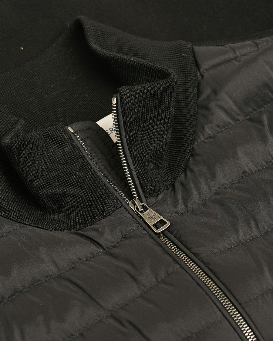 Uomini | Moncler Hybrid Zip Cardigan Black | Pre-owned | Moncler Hybrid Zip Cardigan Black