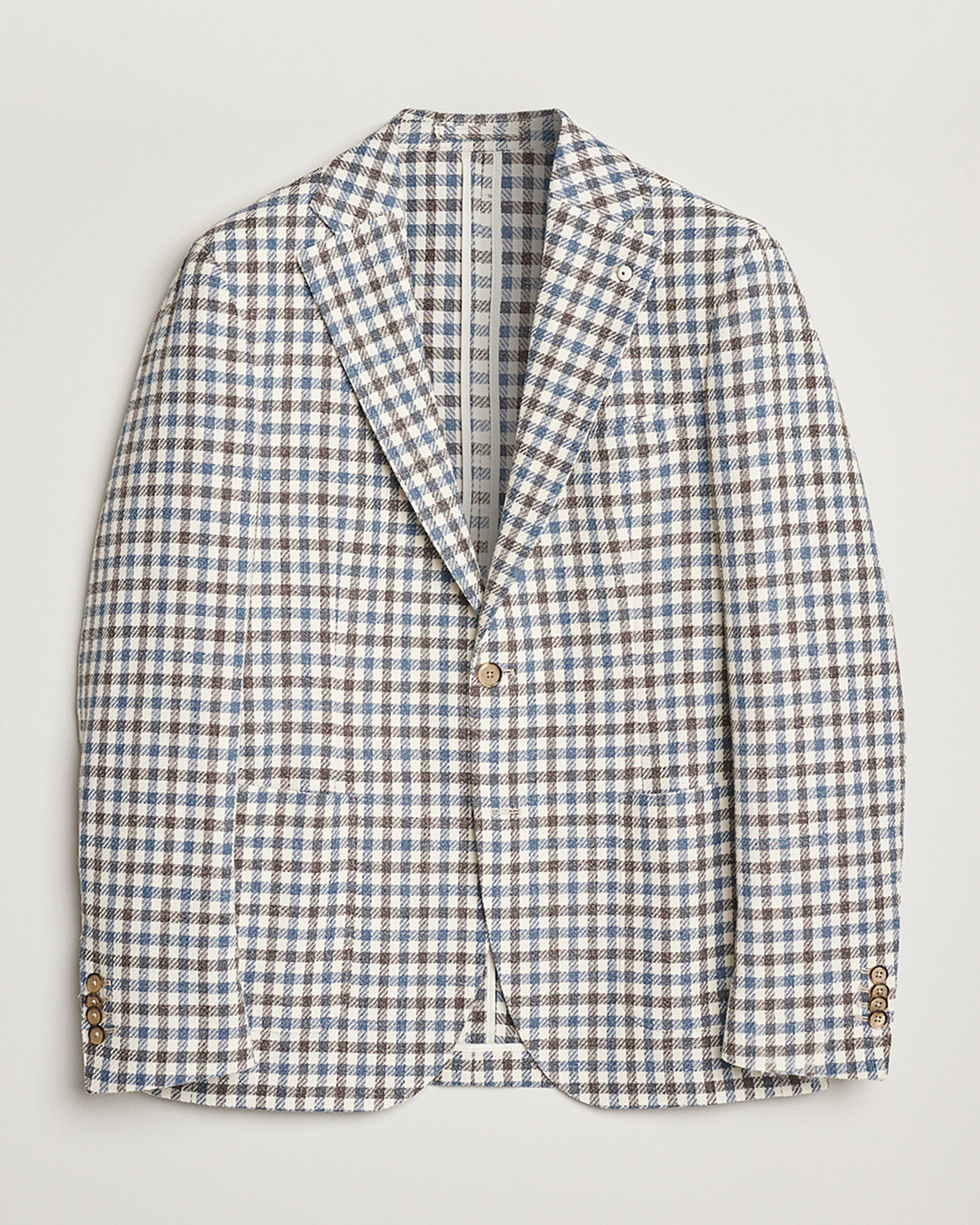 Uomini | Giacca da abito Pre-owned | Pre-owned | L.B.M. 1911 Jack Regular Fit Checked Blazer Blue/Brown 52