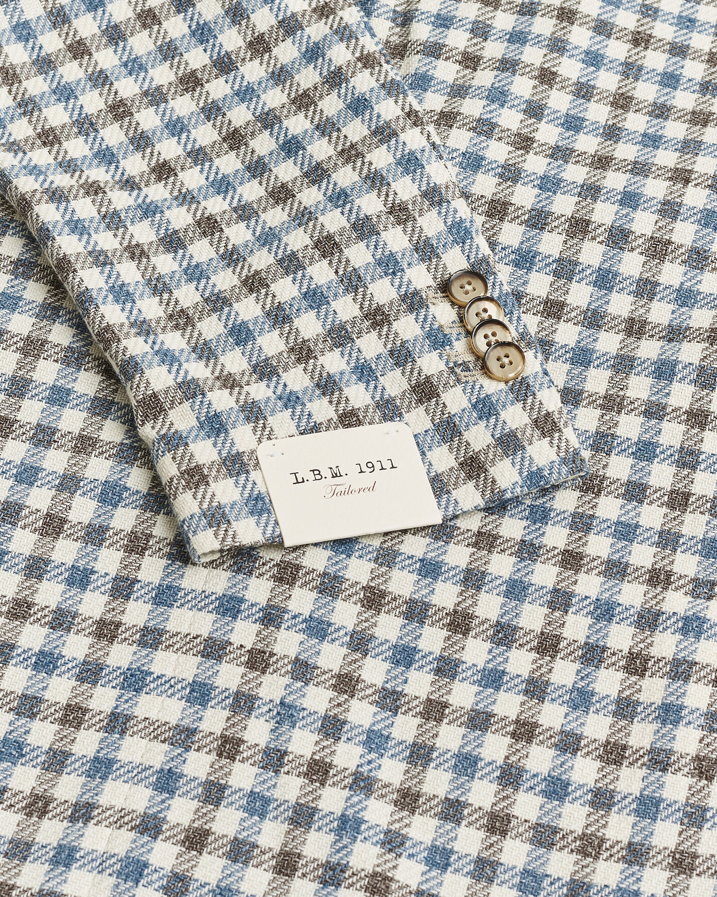 Uomini | Giacca da abito Pre-owned | Pre-owned | L.B.M. 1911 Jack Regular Fit Checked Blazer Blue/Brown 52