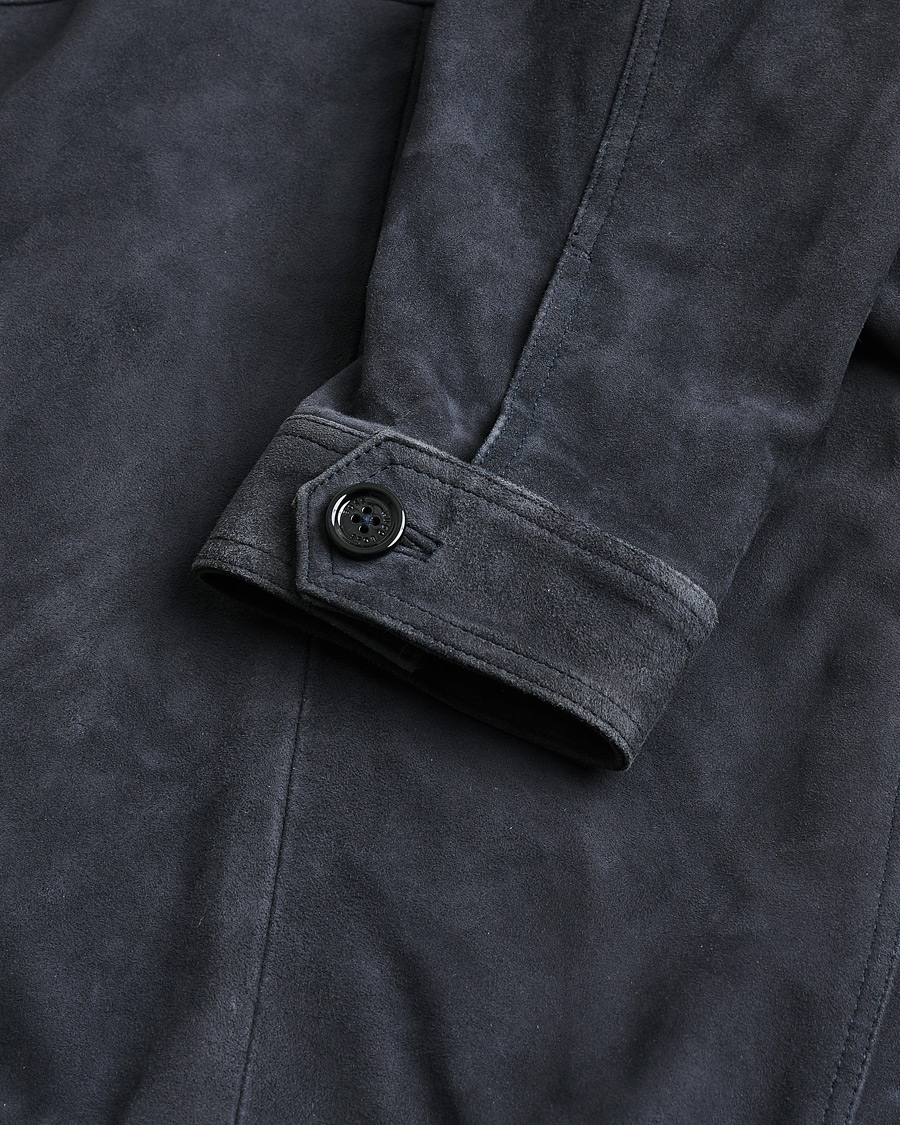 Uomini | BOSS Malbano Suede Jacket Blue Grey 48 | Pre-owned | BOSS Malbano Suede Jacket Blue Grey 48