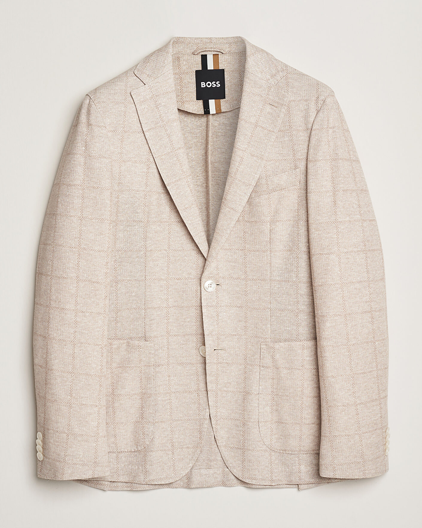 Uomini | Giacca da abito Pre-owned | Pre-owned | BOSS BLACK Hanry Checked Jersey Patch Pocket Blazer Beige 50