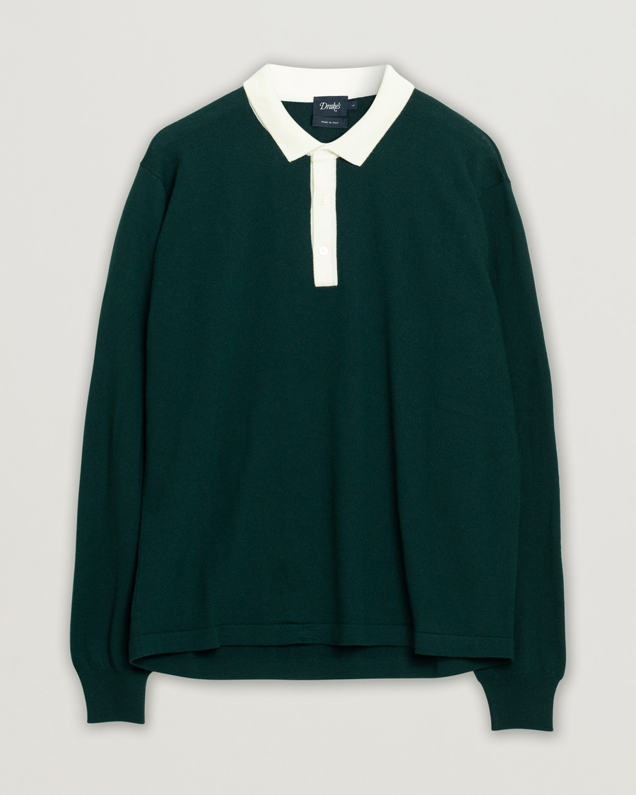 Uomini | Maglieria | Pre-owned | Drake's Long Sleeve Knit Polo Green L