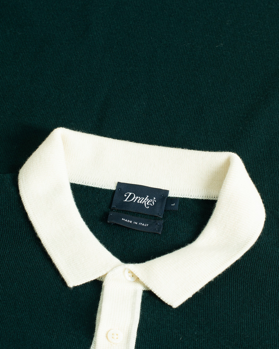 Uomini | Maglieria | Pre-owned | Drake's Long Sleeve Knit Polo Green L