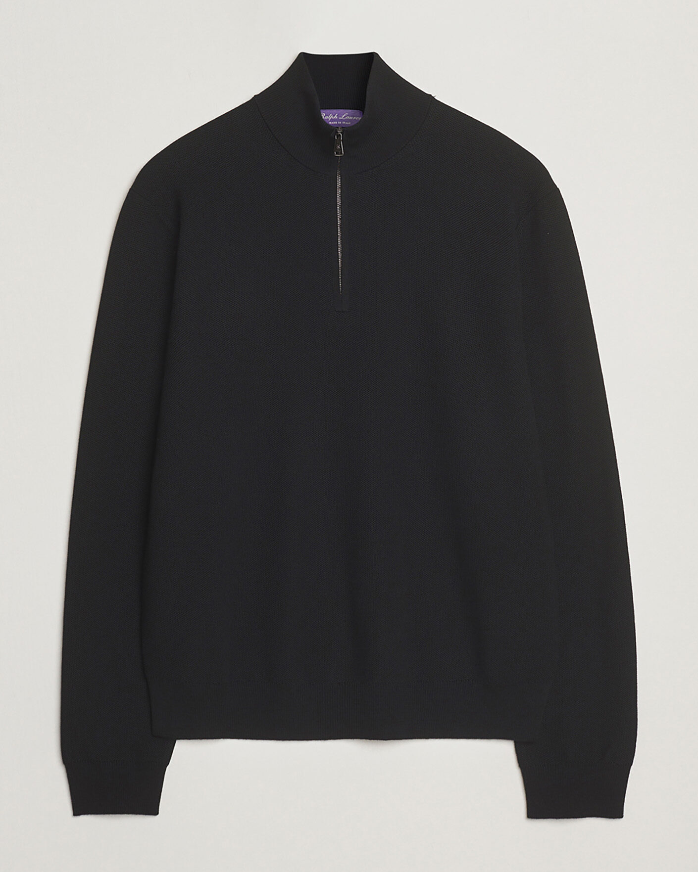 Uomini | Maglioni Pre-owned | Pre-owned | Ralph Lauren Purple Label Wool Pique Half Zip Polo Black L