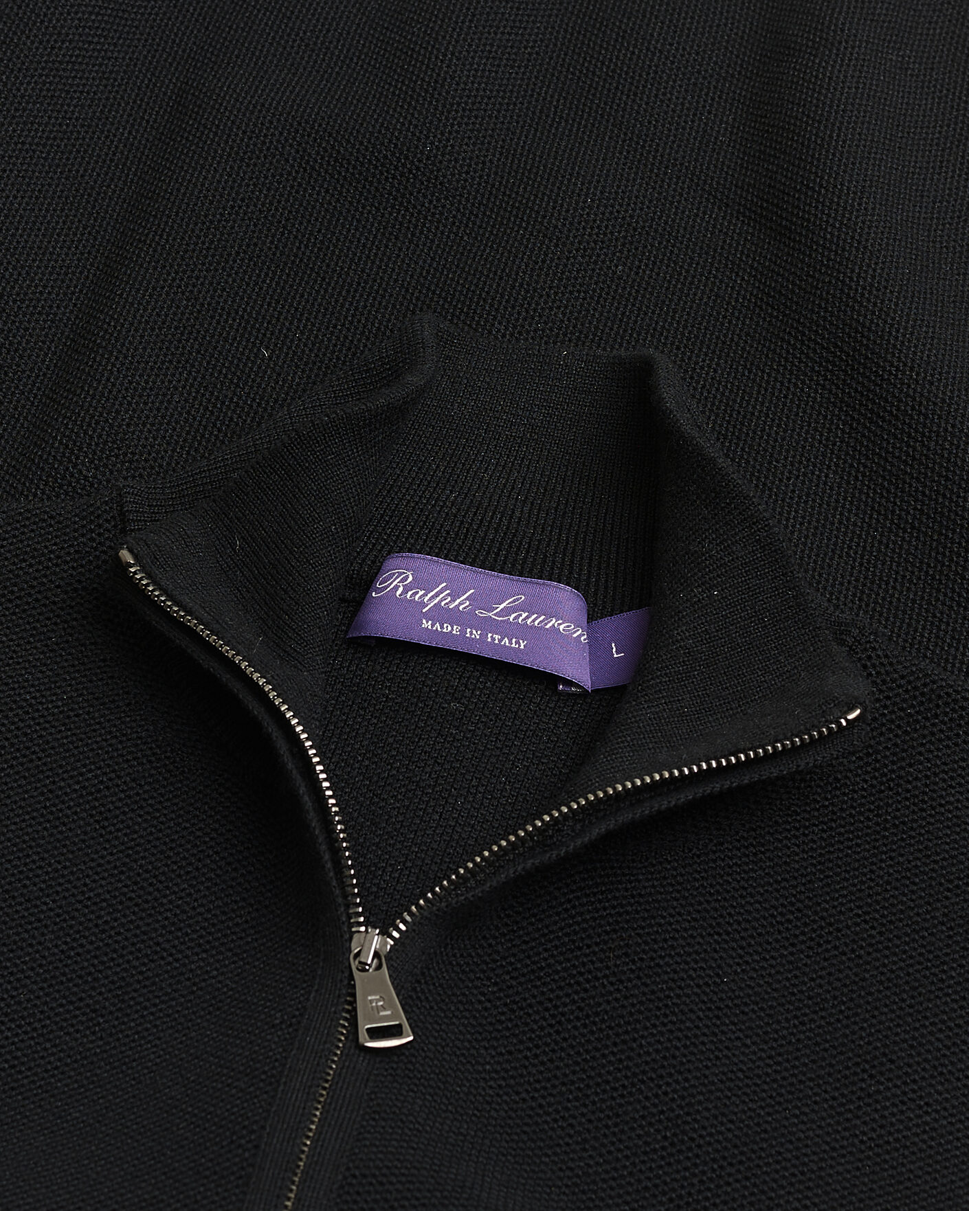 Uomini | Maglioni Pre-owned | Pre-owned | Ralph Lauren Purple Label Wool Pique Half Zip Polo Black L