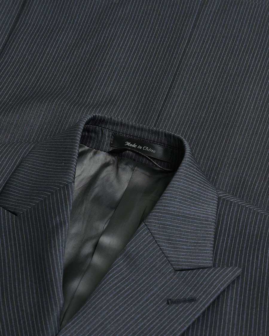 Uomini | Abiti Pre-owned | Pre-owned | Ralph Lauren Double Breasted Striped Wool Suit Dark Grey 46
