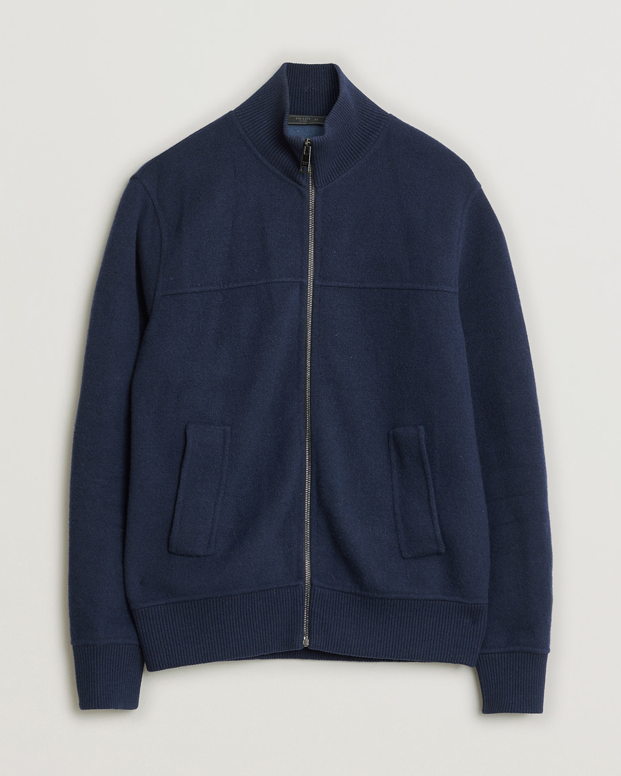 Uomini | Maglioni Pre-owned | Pre-owned | Prada Cashmere Blend Full Zip Cardigan Navy 50